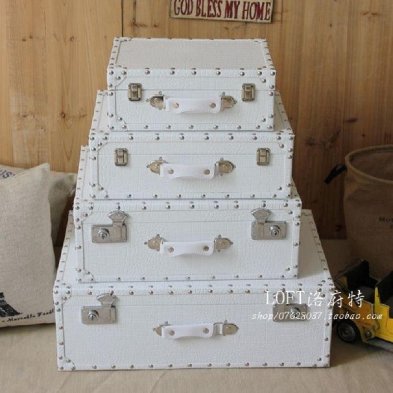 Retro Vintage Trunk Suitcase - Crocodile Leather Pattern Travel Case, Antique