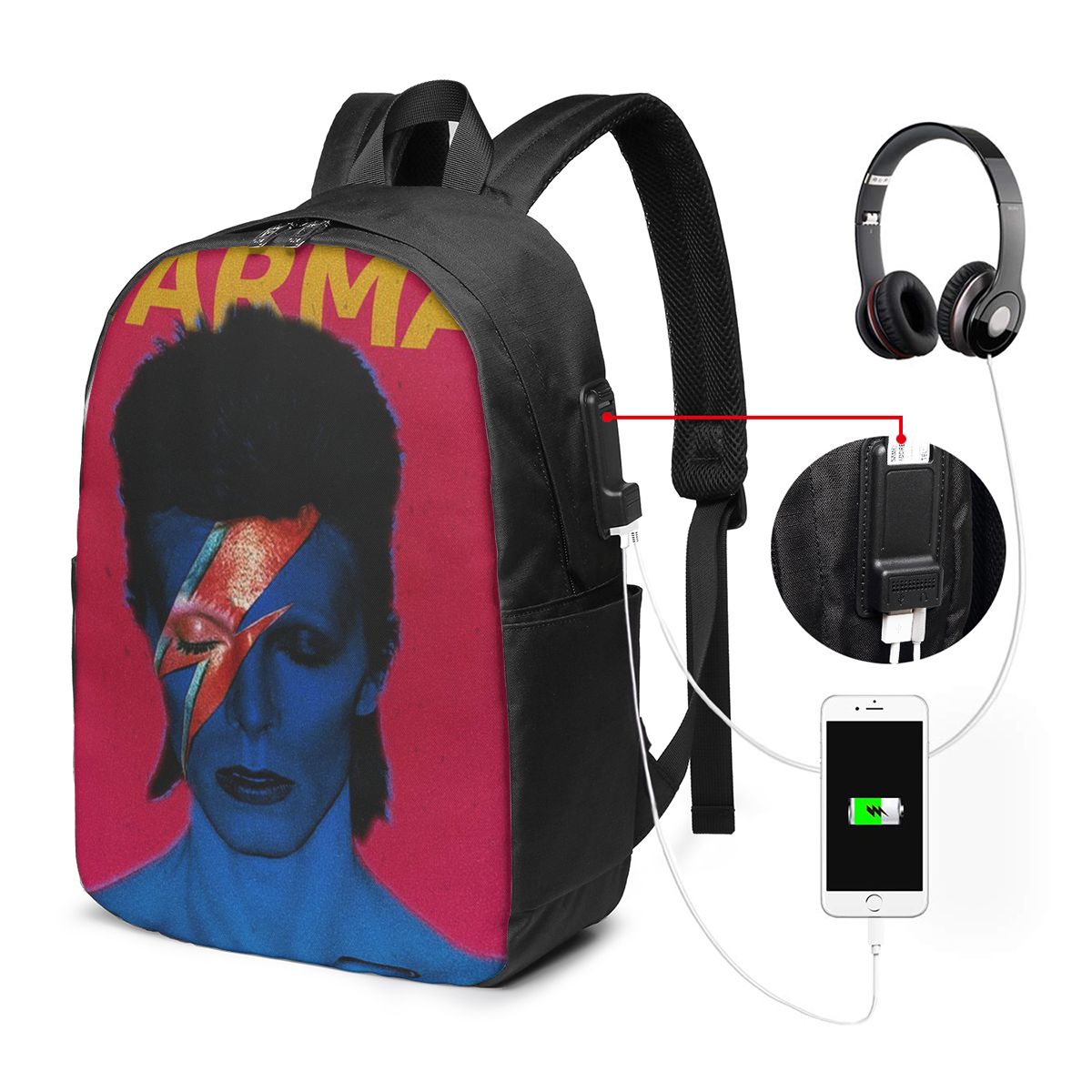 Travel Bags - Davids Bowied Backpack Travel Notebook Bag