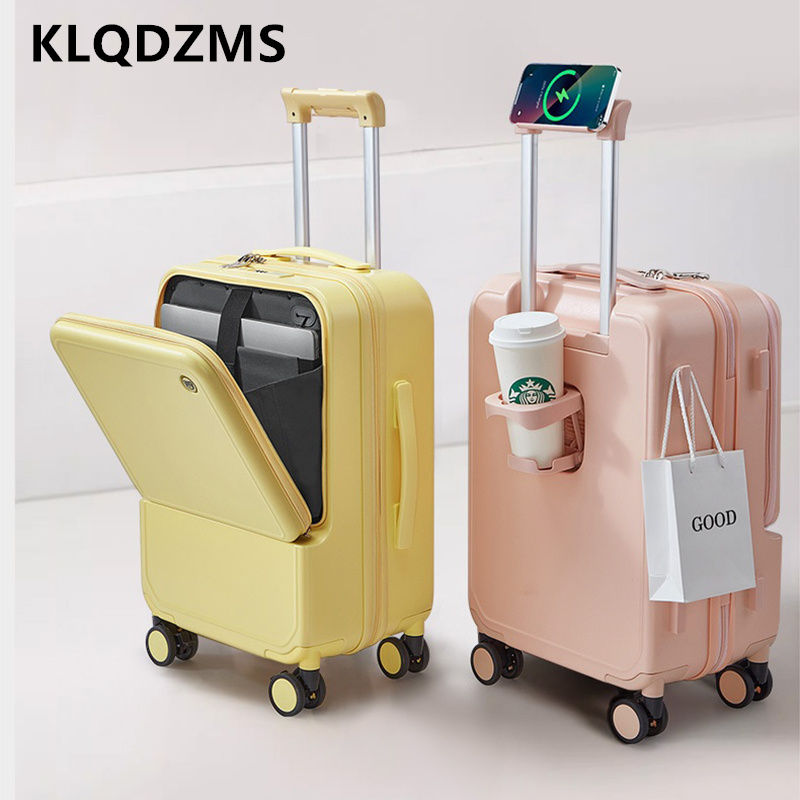 KLQDZMS Aluminum Frame Suitcas - đánh giá và giá Front Opening Laptop Luggage 24 Inch