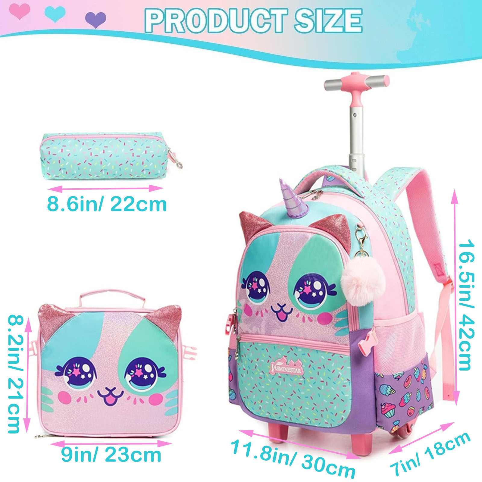 3PCS Cute Rolling Backpack for - đánh giá và giá Foldable Rolling Luggage Bag