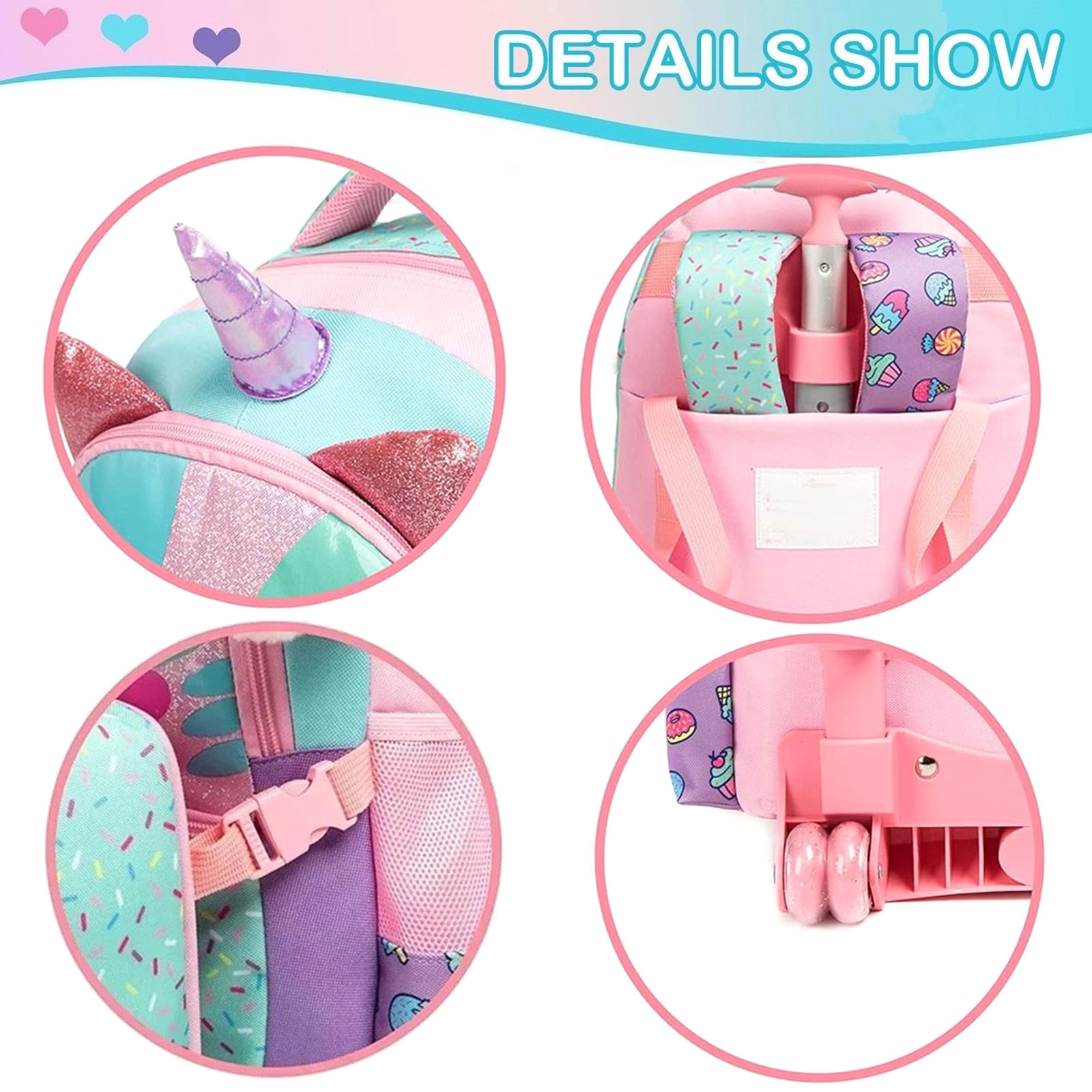 3PCS Cute Rolling Backpack for - đánh giá và giá Foldable Rolling Luggage Bag