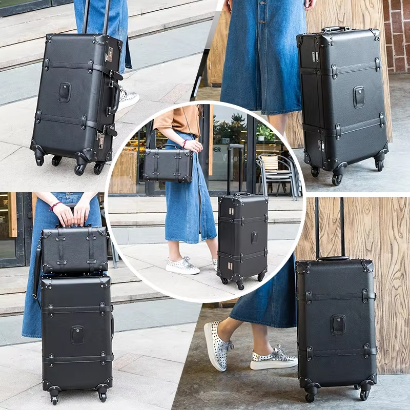 New Retro Rolling Luggage Spin - đánh giá và giá Retro Vintage Trunk Suitcase