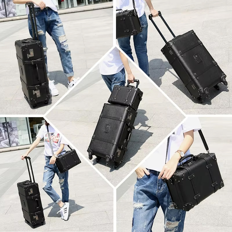 New Retro Rolling Luggage Spin - đánh giá và giá Retro Vintage Trunk Suitcase