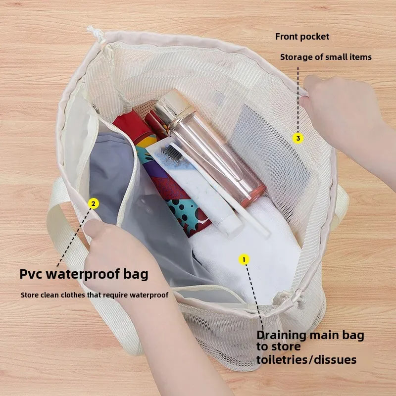 Large Capacity Beach Bag Drain - đánh giá và giá Cosmetic Bags