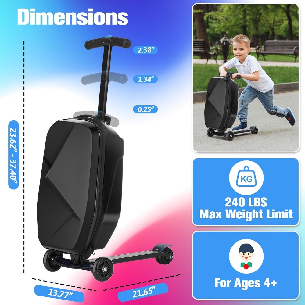 Scooter Luggage for Kids: Ligh - đánh giá và giá Kids Ride On Suitcase Scooter