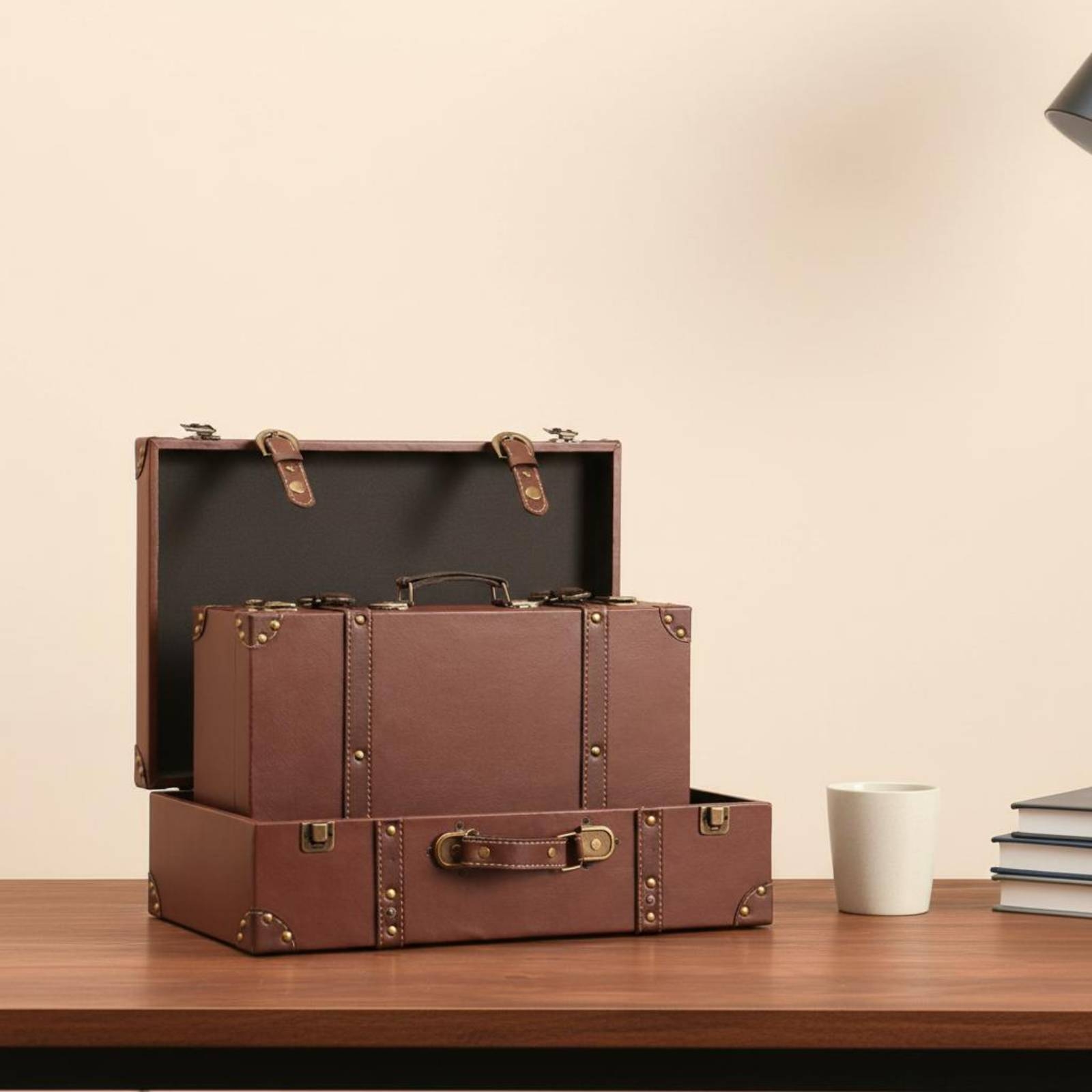 Vintage Suitcase Trunk Leather - đánh giá và giá Retro Vintage Trunk Suitcase