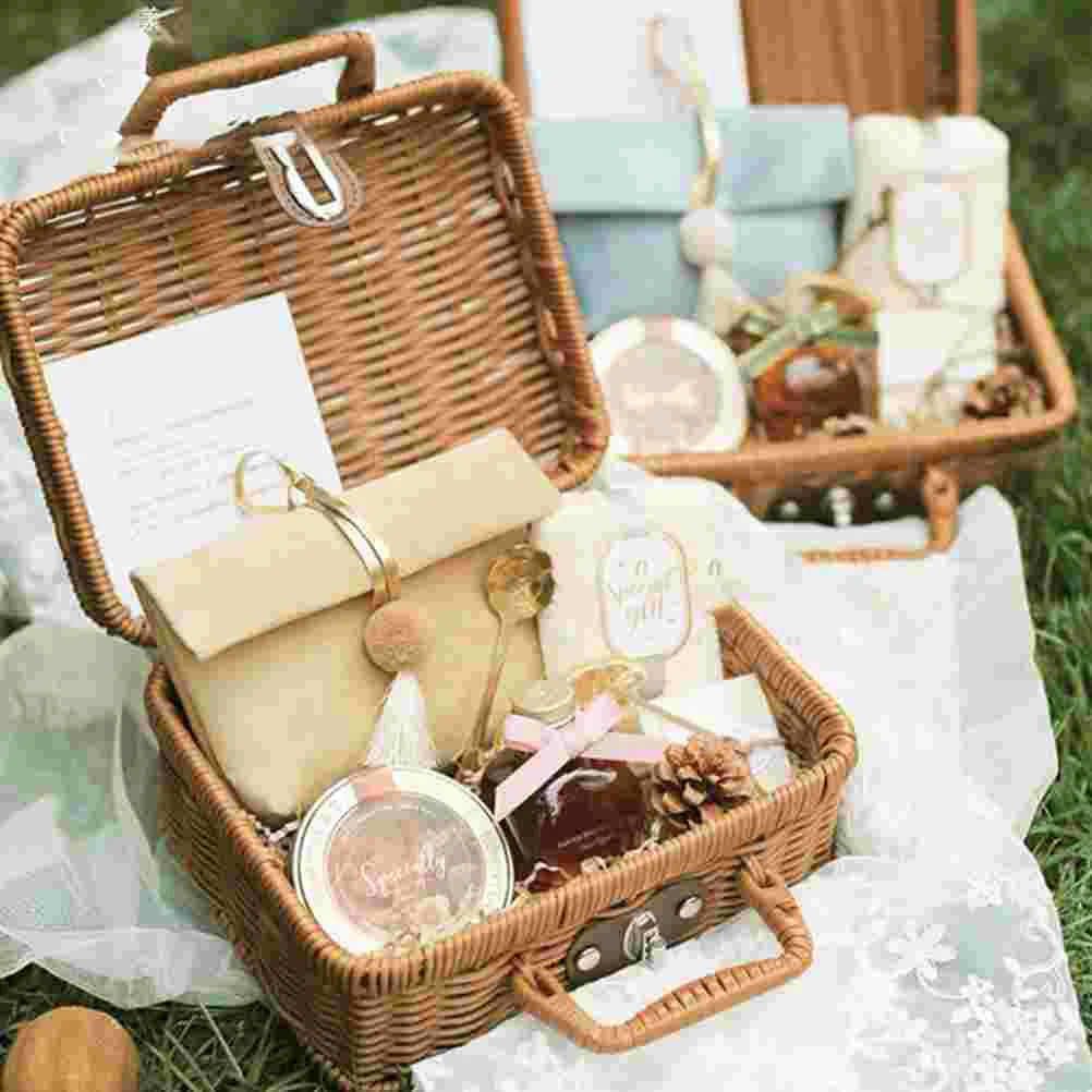 Basket Rattan Wicker Suitcase  - đánh giá và giá Retro Vintage Trunk Suitcase