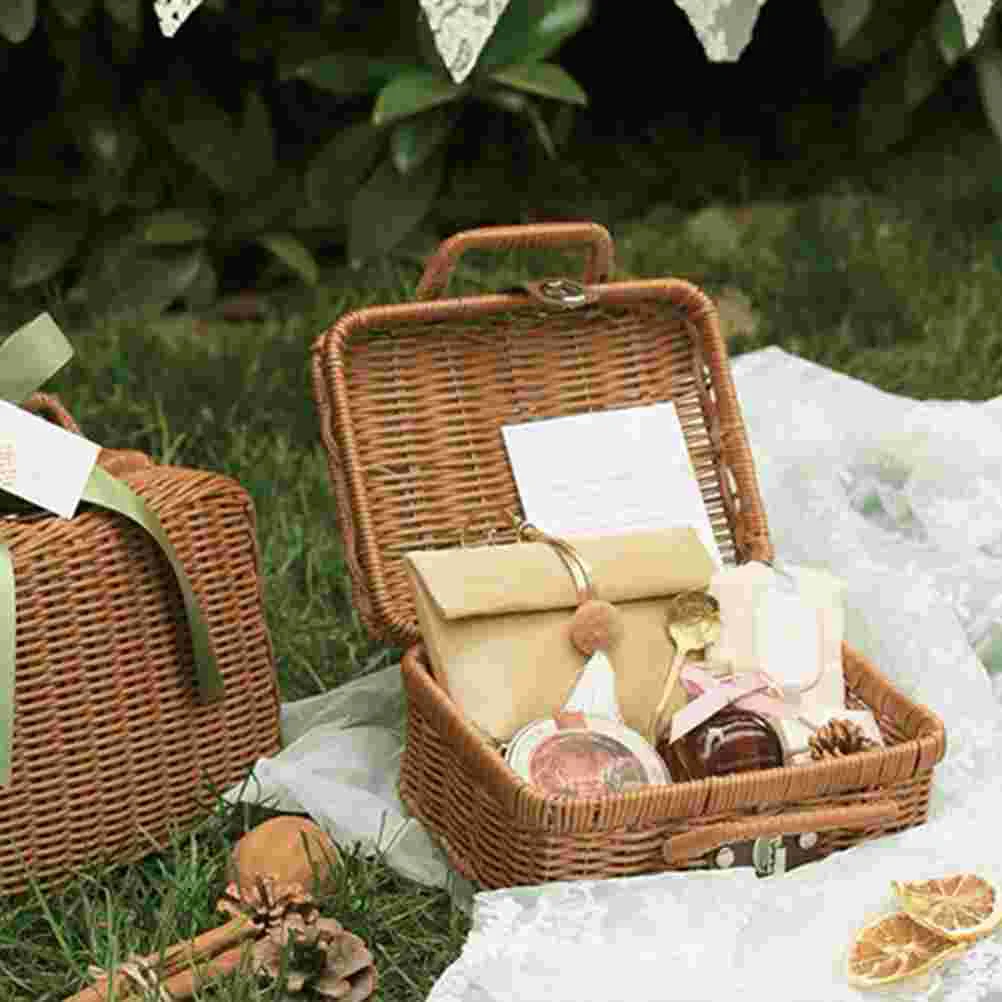 Basket Rattan Wicker Suitcase  - đánh giá và giá Retro Vintage Trunk Suitcase