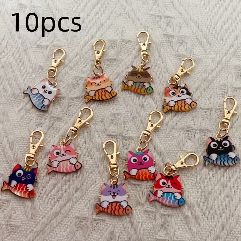 10pcs alloy printed cat keycha - đánh giá và giá Wallets