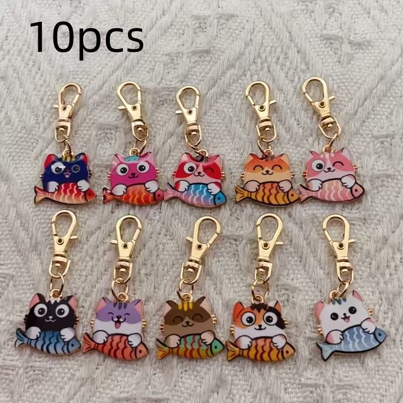 10pcs alloy printed cat keycha - đánh giá và giá Wallets
